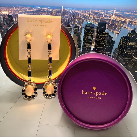 kate spade Jewelry - Kate Spade NY "Sunrise Cluster" Collection Chandelier Earrings Sapphire Blue